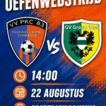 Zaterdag aanstaande oefenwedstrijd om 14:00 uur pkc’83 – groen geel